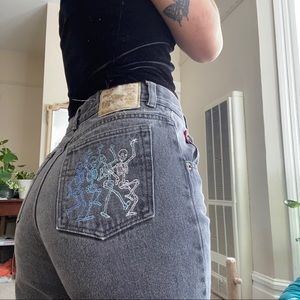 Custom Embroidered skeleton jeans